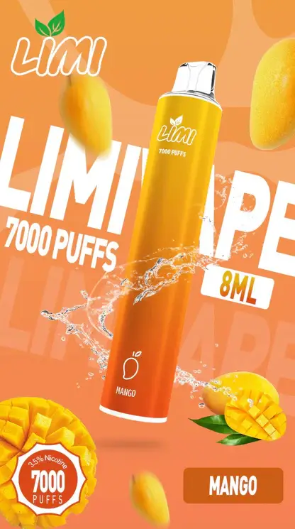 LIMI 冰感水果系列 7000口拋棄式電子煙｜3.5%尼古丁鹽強勁擊喉 清涼順口極致體驗
